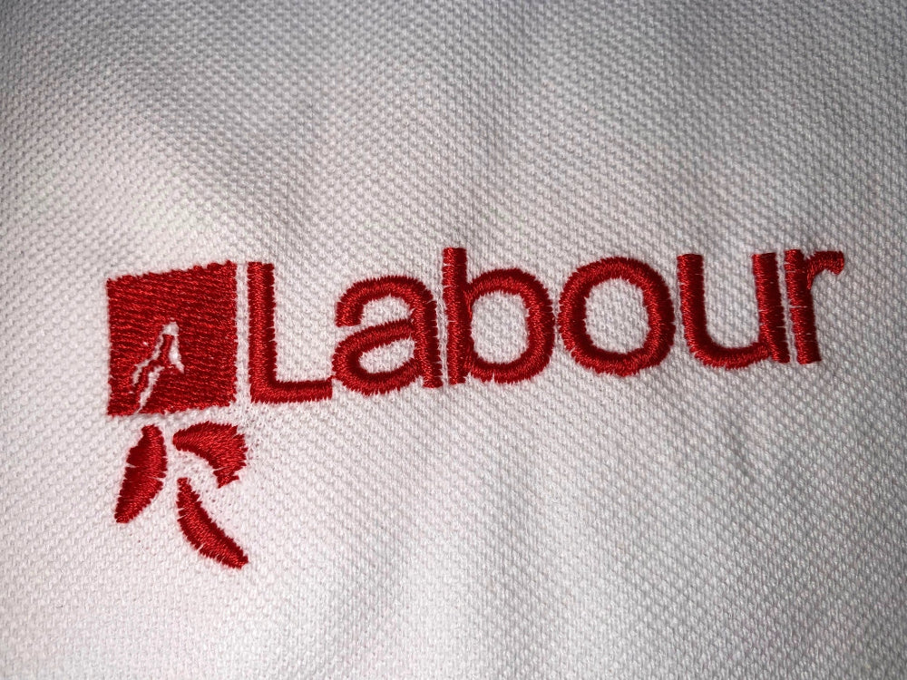 Wilted Rose Labour logo embroidery detail
